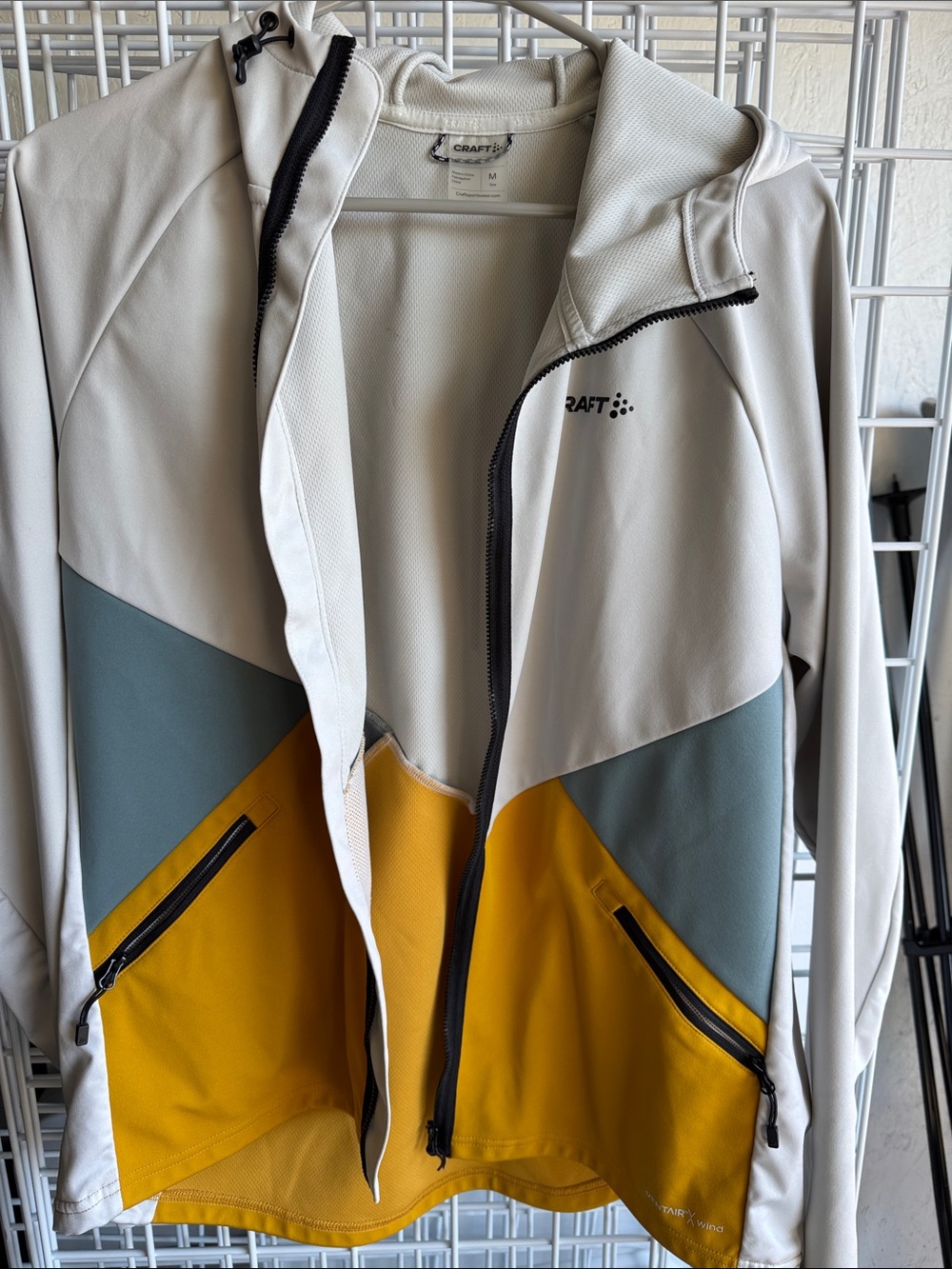 Craft White, Gray & Yellow Colorblock Hooded Performance Jacket